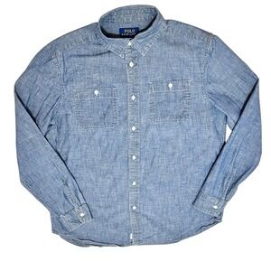 Vtg‎ 90s Ralph Lauren Chambray Denim Blue Button Up Shirt  XL American Western